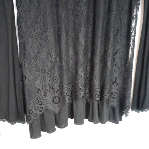 Altar'd State Black Lace Overlay Bell Sleeved Tunic Blouse - Picture 4 of 10